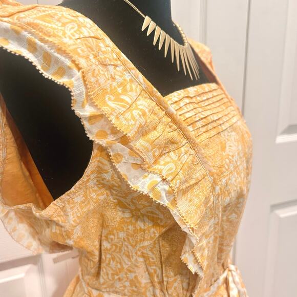 French Connection Orange Floral Square Neck Mini Dress Size 10 Ruffle Strap - Picture 11 of 16